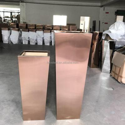 China Modern outdoor 201 flower pot decoration stainless steel metal plant containers 304 metal flower pot for sale