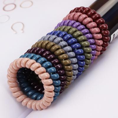 China For hair decoration Mengxin curly hair accessories fashion style rubber band elastic telephone wire colors hair rope for girls coil hair ties for sale