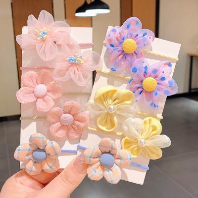 China For hair decoration Mengxin 10pcs/set trending 2022 baby china flower elastic rubber band hair ties bows for girls accessories for sale