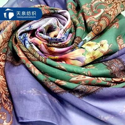 China Viable Digital Printed Wholesale Fashion Printed Scarf Voile Fabric Used For Scarf Or Garment for sale