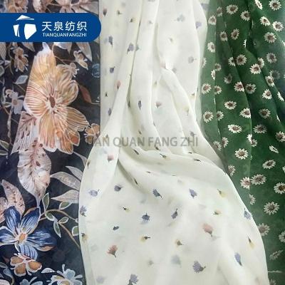 China QUICK DRY Flower Printed Stock Chiffon Fabric For Garment Cheaper Price for sale