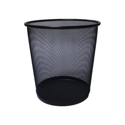 China Stocked Office Home Hotel Room Kitchen Or Outdoor Black Metal Mesh Wire Noise Waste Bin For Rubbish for sale