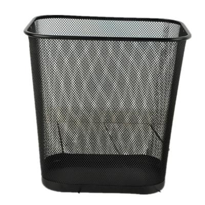 China Without Lid Office Home Hotel Room Kitchen Or Noise Wire Outdoor Black Metal Mesh Waste Bin For Rubbish for sale