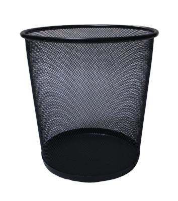 China Custom High Quality Kitchen Stocked Or Outdoor Black Metal Mesh Waste Bin Office Home Hotel Room Noise Bin for sale