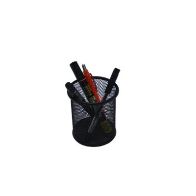 China Factory Direct Black Iron Bucket Round Minimalist Wire Mesh Pen Holder Wholesale Home Small for sale