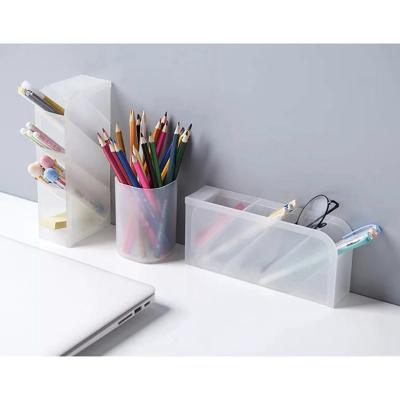 China Cute White And Black Plastic Home Office Plastic Private Label Pen Holder for sale