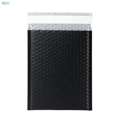 China Charming Air Mails Stylish Black Metallic Bubble Mailers Shockproof Mailers For Safety Shipping for sale