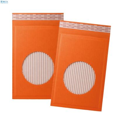 China orange customized Eco-friend size document envelope, eco friendly paper shipping bag, kraft paper corrugated mailers for delivery for sale