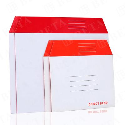 China Recyclable Custom Envelope Fully Recycled Red And White Cardboard Rigid Kraft Paper Envelope Mailer With LOGO For Shipping for sale