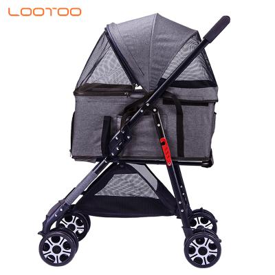 China Sustainable Pet Supplies Folding Luxury Pram Trolley/Dog Stroller Pet Stroller 4 Wheels Wholesale Cheap Carriers Best Double Small Large for sale