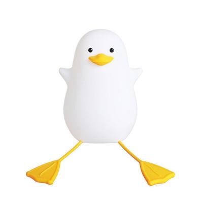 China Soft Silicone Duck Night Light Cute Art Home Decoration Ornaments Nursery Bedroom USB LED Rechargeable Folk Touch Lamp for sale