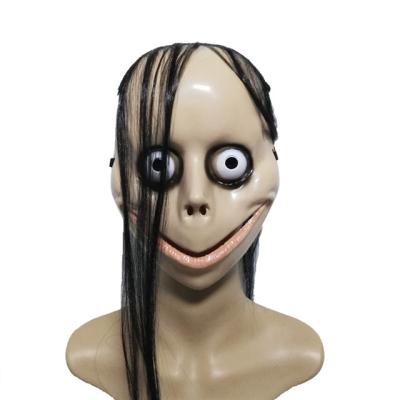 China Long Hair Latex Props Adults Cosplay Party Costume Latex Head Creepy Grimacing Halloween Scary Clown Evil Face Mask for sale