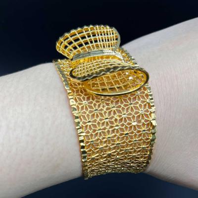 China Ethlyn Dubai punk jewelry bridal gold plated bangles big luxury Ethiopian African wedding brass bangles gifts for sale