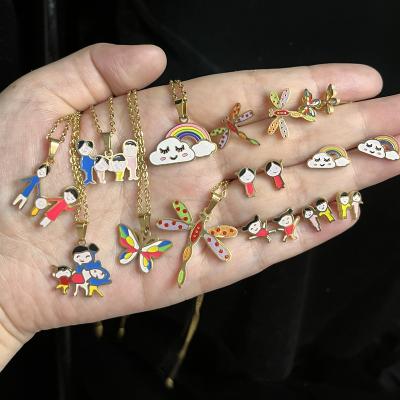 China Selling Jewelry Stainless Steel Low MOQ Anti-Allergy Factory Price FASHIONABLE Gold Plated Necklace Earring Jewelry Sets for sale