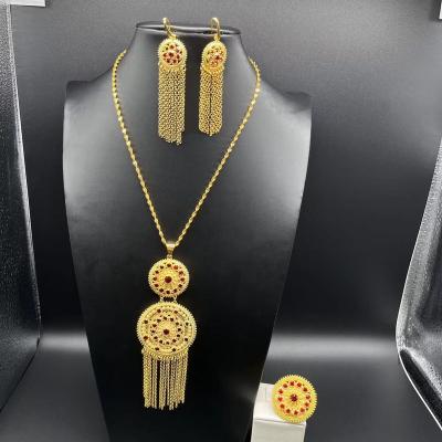 China Wholesale TRENDY Necklace and Bracelet Tassel Earrings Set Women's Arab Brass Coin Jewelry Set for sale