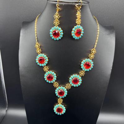 China FASHIONABLE big diamonds african jewelry gold sets factory wholesale 2022 new design big necklace set for sale