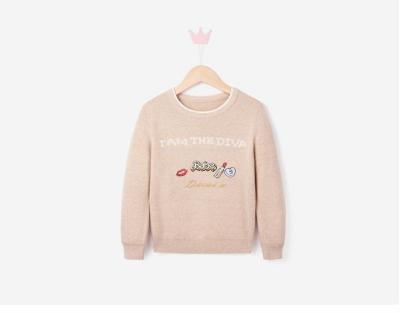 China Anti-wrinkle girls pattern jacquard sweater stylish cute kids spring long warm cotton sleeves pullover sweater for sale