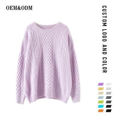 China 100% simple warm cashmere round neck women winter pullovers simple warm casual sweater custom made for sale