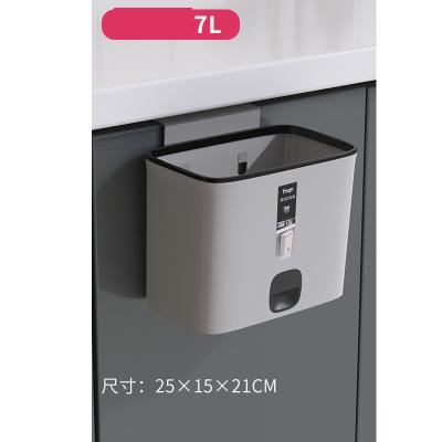 China 2022 Hot Selling Home Kitchen Trash Can New Design Gray--7l Non Cover Portable Plastic Hanging Trash Can For Kitchen for sale