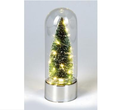 China Trendy Glass Led Cylinder Decoration Home Christmas Light Warm White Lamp With Big Size Dome Light Imperial With Tree for sale