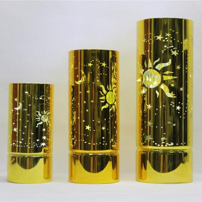 China Fashionable Glass Led Cylinder Light Home Decoration Yellow Glass With Warm White And Sunshine Light Laser Cut for sale