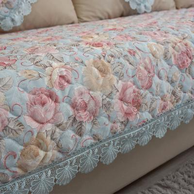 China New Design 3d Flower Printed Flame Retardant Embroidered 100 Polyester Sofa Cover for sale