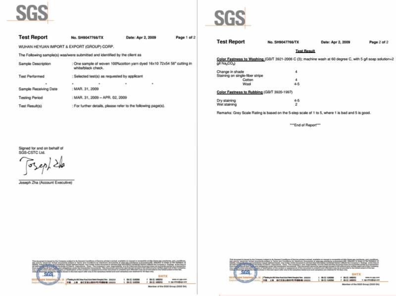 SGS - JINGZHOU HONGWANLE GARMENTS CO., LTD,