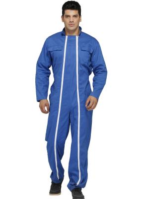 China Blue Double Zipper Mens Heavy Duty Overalls Comfortable With Velcro Ankle for sale