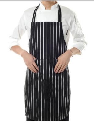 China Shrink Resistance Restaurant Work Wear Apron / 100% Cotton Butchers Stripe Apron for sale