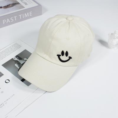 China New JOINT Trend Hat Solid Color Duck Tongue Face Embroidered Men's Simple Smile Hat Men's Breathable Baseball Sports Hats for sale