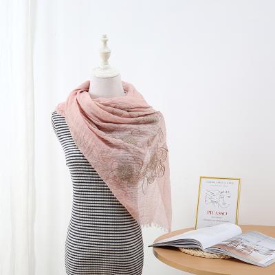 China Daily Life Stylish Comfortable New Arrival Embroidery Print Pattern Women Skin-friendly Scarf for sale