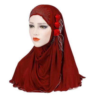 China Simple Solid Fashionable Daily Life Crepe Wedding Wraps Soft Long Shawls Flower Chiffon Women Muslim Hijab for sale