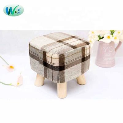 China Safety Comfortable Baby Dining Chair WSTCloth Square Sofa Stool Factory Direct Sale Round Shoe Change Stool Barred Fabric Pillars Solid Wood Detachable Export Trade for sale