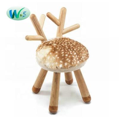 China WSZ 3102 Standard RTS Adjustable Product Lounge Comfortable Kid (Other) Upholstered Furniture Wood Chair Animal Shape Shoes Change Stool for sale