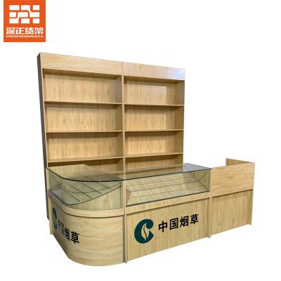 China New Durable Wood Cashier Integrated Supermarket Grocery Tobacco and Wine Cabinet Combination Smoke Cabinet Display Cabinet for sale