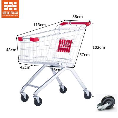 China Durable European Style Supermarket Trolley Grocery Cart Steel Supermarket Shopping Cart for sale