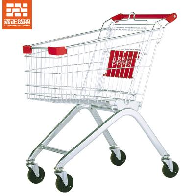 China Large Capacity Trolley Supermarket Silver White Light Weight Durable Custom Shopping Trolley Shopping Carts With Wheels for sale