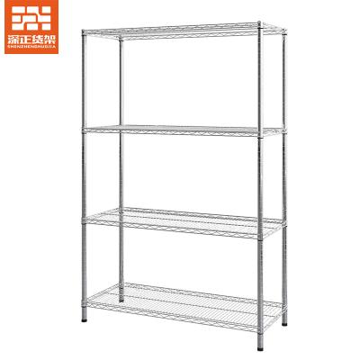 China Corrosion Protection Stainless Steel Rack Trolley With Durable Wheels 4 Tier Wire Storage Shelves For Hospital for sale