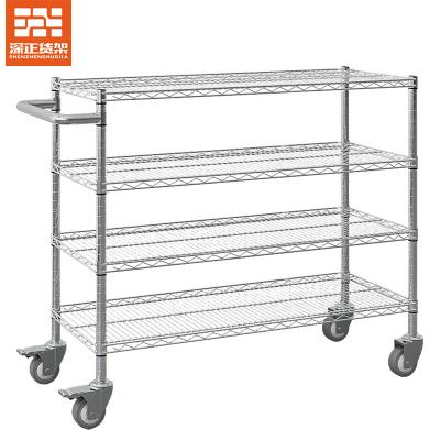 China Corrosion Protection OEM ODM Chrome Plated 4 Layer Wire Shelving Rack Metal Shelf Adjustable for sale