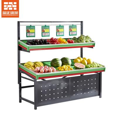 China Adjustable steel supermarket vegetable and fruit display racks customization design for supermarket and store for sale