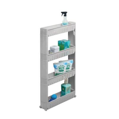 China Slim Stocked 4 Tier Slide Storage Tower With Wheels for sale