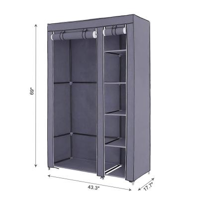 China Traditional Clothes Rack With Cover Wardrobe Portable Clothes Cabinet With Hanging Rac for sale