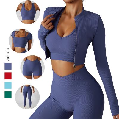 China Breathable lcool 2022 custom logo autumn women sport clothes ladies gym fitness sport set women long sleeve active wear set for sale