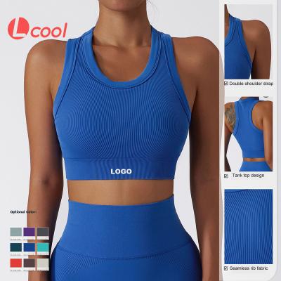 China Lcool Breathable Seamless Sports Bra High Print Gymwear Top Fitness Fail Top Support Sports Bra For Women for sale