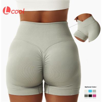 China Lcool Breathable V Shape Women High Waisted Gym Shorts Loung Crac! crack! yoga pants womens casual shorts for sale