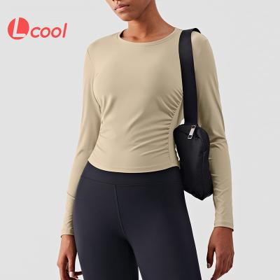 China Lcool Breathable Women Long Sleeve Yoga Tops Wholesale Active Workout Sports Shirt Women Fitness Wear T-shirt Girls for sale