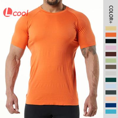 China Wholesale Custom Sports Men's T-shirt Sports Men's Breathable Anti-Wrinkle Gym Fitness Anti-Wrinkle Lcool Sleeve Gym Muscle Fit T-Shirt for sale