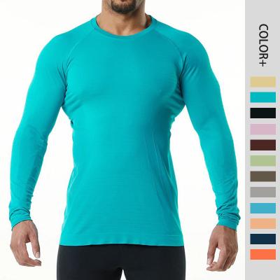 China Anti-wrinkle Lcool custom logo slim fit long sleeve shirts for men fall sportswear sportswear compression running sports shirt for sale