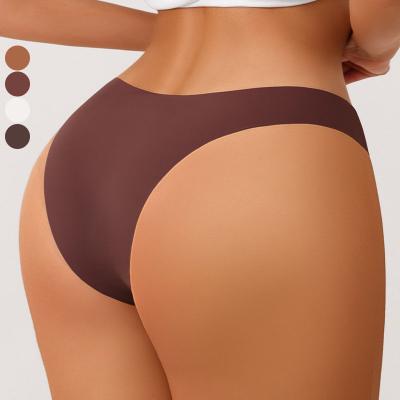 China Lcool Antibacterial No Exposure Thong Panties Ice Silk Yoga Underwear Low Waist Sports V Waist Women Sports Panties for sale