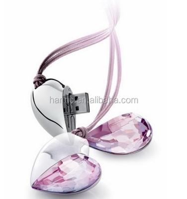 China Pink USB Flash Jewelery Heart USB Crystal Pen Drive for sale